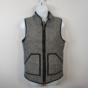 CLF Vest Black & White Quilted Puffer Herringbone Pattern Small S Zip  / A138